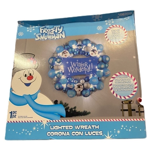 Gemmy Frosty the Snowman 16.9” Lighted Winter Wonderful Christmas Wreath NEW - Picture 1 of 5